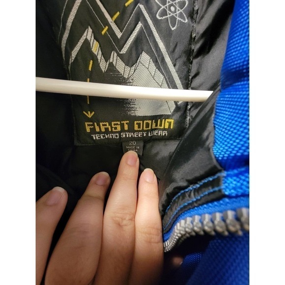 First Down Mens Techno streetwear Coat Size Large Blue & Grey Size 20 - Picture 5 of 9